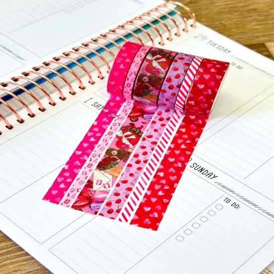 Valentines Day Love Red Pink Hearts Washi Tape Set February 2025 - W125 {5}