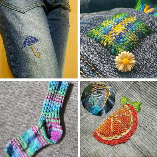 Small Loom Speedweve Type Weave Tool,darning Loom Quickly Mini Mending Convenient Darning Loom for Mending Jeans Socks Clothes Loom Machine Makes Beautiful Stitching Diy Weaving Arts (14 Hooks) {3}