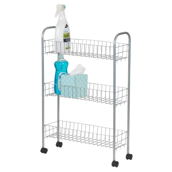 Household Essentials Slim Storage Cart, 3 Shelf Storage Cart with Wheels, Perfect for Laundry Rooms, Bathrooms, Pantries, Kitchens and More {5}