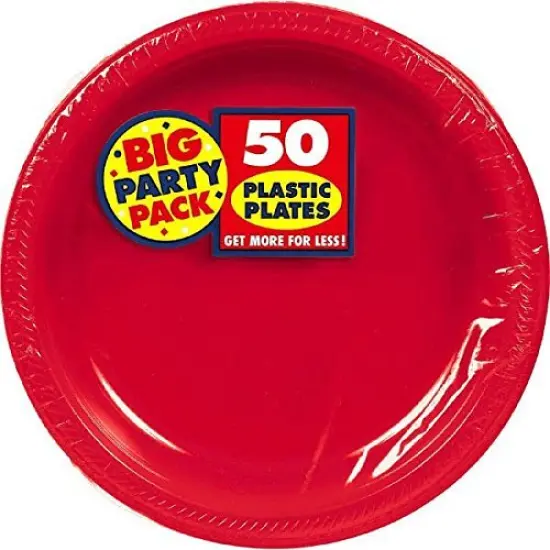 Vibrant Solid Color 7" Round Plastic Plates - 50ct Festive Green {5}