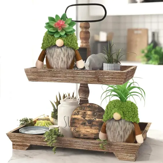 Succulent Gnomes Spring Green Plants Gnomes Swedish Plush Tiered Tray Decoration Tomte Doll Decor Cacti Nordic Dwarf Home Stuffed Gnomes Collection Garden Gift for Her Him Plant Lover {5}