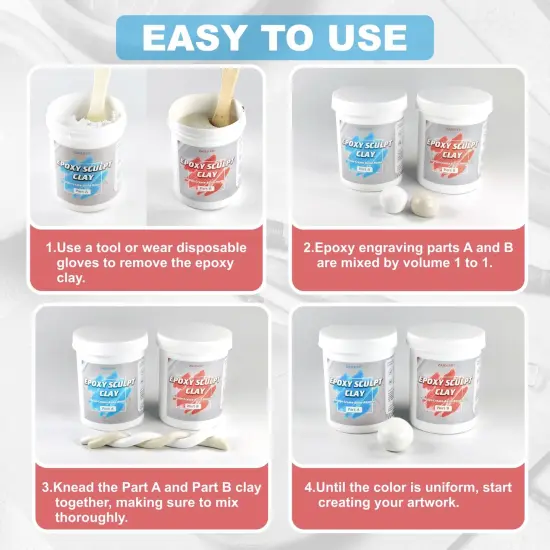 1 Pound Natural Epoxy Putty Sculpt Clay, 2 Part (A & B) Air Dry Clay Plaster Mold for Sculpting, Modeling, Building, Repairing, Self-Hardening Epoxy Clay Easily Repairs Metal, Wood, Tile, Ceramics {4}