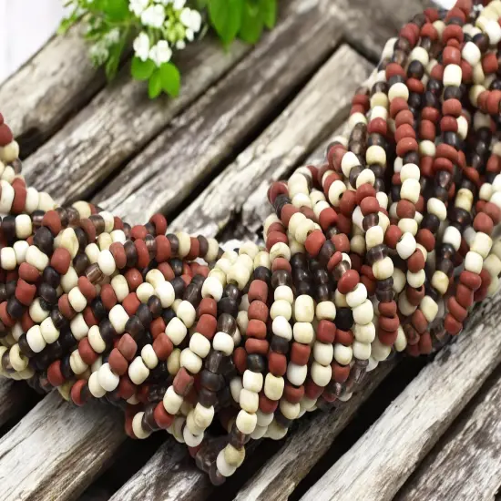 4mm Matte Ethnic Mix Java Glass Pony Seed Beads (48" Strand) - Indonesian Glass Beads {1}