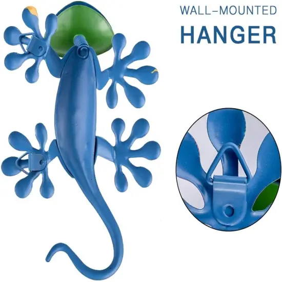 Metal Gecko Outdoor Wall Decor, 4 Pack Lizard Art Garden Sculptures & Statues with Shaking Head Spring Decor for Front Yard Fence Patio {3}