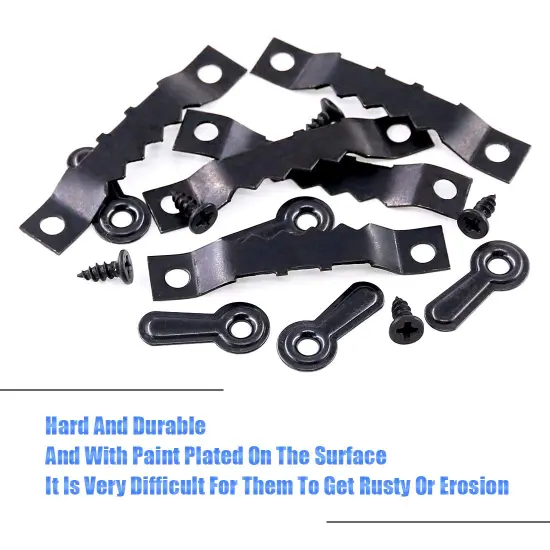 160Pcs Picture Hangers Kit, Including 80Pcs Black Sawtooth Picture Frame Hanging Hangers Double Hole and 80Pcs Photo Frame Turn Button with Screws Perfect for Home Decoration - Black {4}