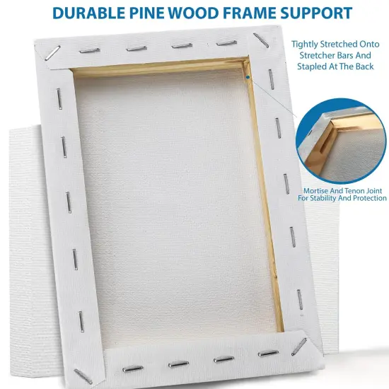 Stretched Canvas for Painting (10 Pack) Blank Painting Canvas - 2 of Each; 4x4, 5x7, 8x10, 9x12 and 11x14 Canvas, 100% Cotton Pre-Primed, Great for Pouring, Acrylic, Oil, Wet and Dry Art Media {5}