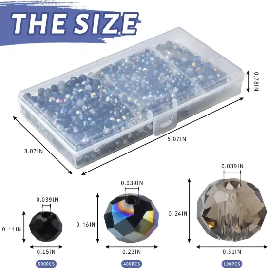 1000pcs Faceted Rondelle Beads,4/6/8mm Crystal Glass Beads for Jewelry Making Assorted 3 Sizes Spacer Loose Beads {3}