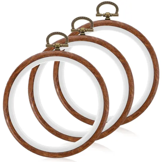 3 Pieces 3 Inch Embroidery Hoop Set, Cross Stitch Ornament Frames, Embroidery Hoop Imitated Wood Display Frame for Art Craft Sewing and Hanging Decor {1}