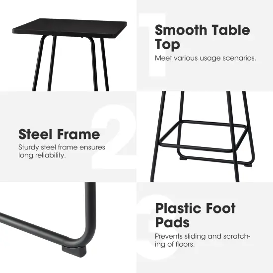 41"H Industrial Modern Square Wood Top Bar Height Pub Tables Black {5}