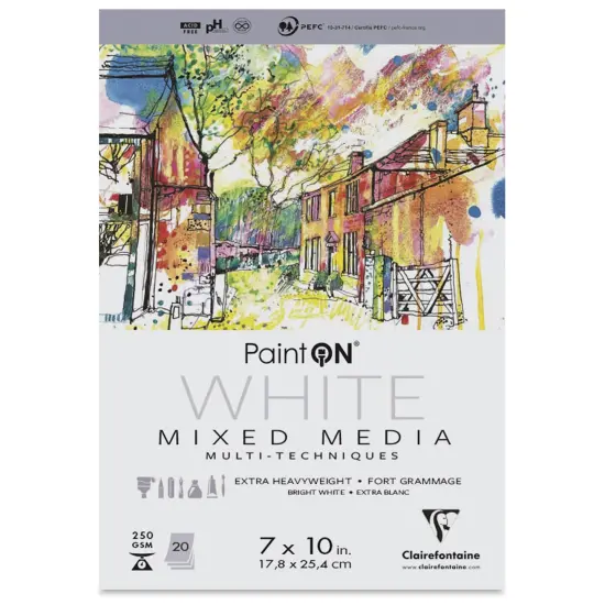 Clairefontaine PaintOn Mixed Media Pad - White, 7" x 10", 20 Sheets {1}