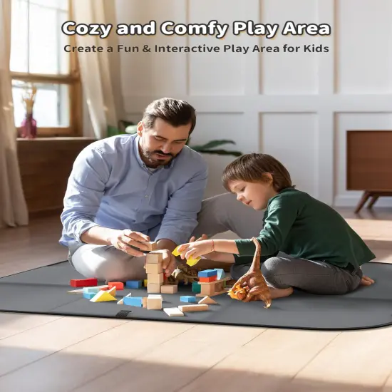 YOHOOLYO Toy Storage Organizer & Play Mat 43.3", Large 15&times;13&times;13" Collapsible Storage Cube Bin with Handles for Building Bricks, Boys, Girls, Playroom, Nursery (M, Black) {3}