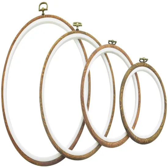 Embroidery Hoop Frames by Celley, Vintage Imitated Wood Design, Sizes from 5.5 Inches to 10.2 Inches, 4 Pcs {3}