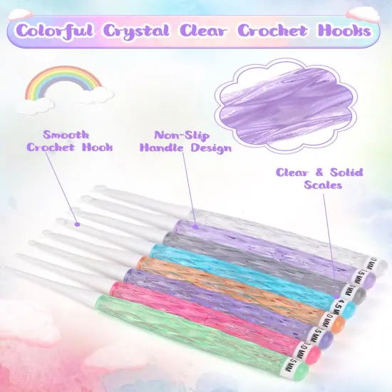 8PCS Inline Crochet Hooks Set, Crochet Needles for Crocheting Yarn, Non-Slip Crochet Hook Grips, Crochet Hooks for Arthritic Hands, Size 2.5mm-6mm Crochet Hooks, Cute Plastic Crochet Hooks {5}