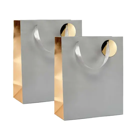Two-Tone Metallic Euro Totes 7'' x 37/8'' x 91/16'' for Luxurious Packaging Silver {6}