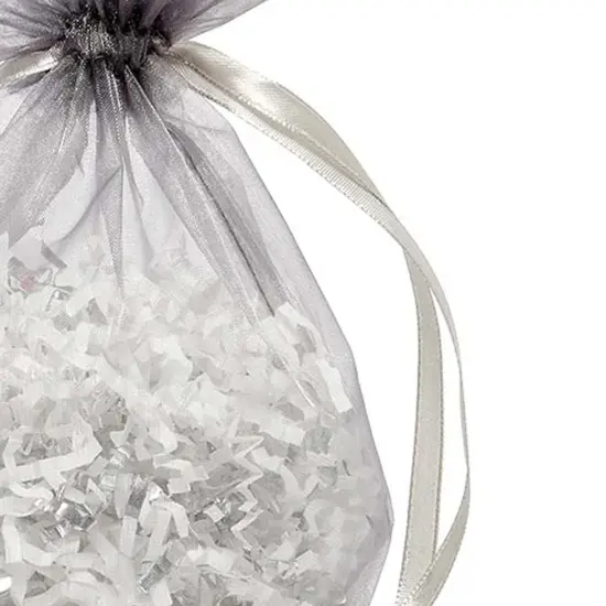 Wide Round Flat Bottom Organza Bags 6 1/2 '' X 4 '' X 7 '' for Elegant Wrapping Silver {4}