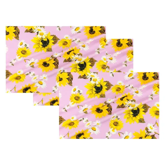 Sunflowers on Pale Pink Printed Spandex Fabric {3}