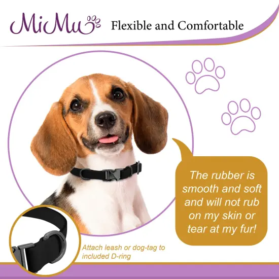 MiMu Small Silicone Dog Collar - Black 17in Stylish Dog Collar with Clasp Buckle {6}