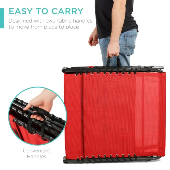 Best Choice Products Patio Chaise Lounge Chair, Outdoor Portable Adjustable Pool Recliner w/ Pillow Red {2}