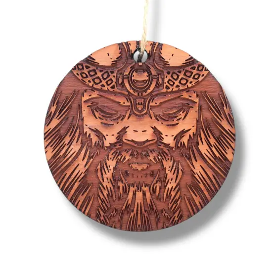 Viking Warrior - Raw Cedar Ornament 3x3in {1}