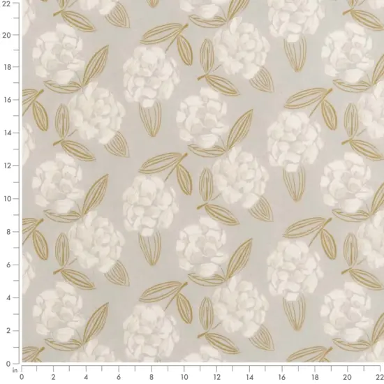 Magnolia - Gold & Yellow,Grey & Silver Floral Upholstery Fabric 54 Inches" {3}