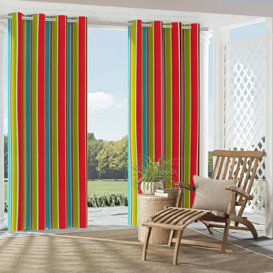 Festival - Aqua & Teal,Green,Pink Stripe Upholstery Fabric 54 Inches" {2}