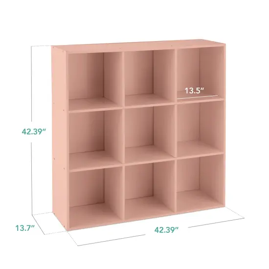 Best Choice Products 9-Cube Bookshelf, 13.5in Display Storage System, Organizer w/ Removable Back Panels Light Pink {2}