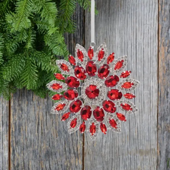 4.25in Hanging Faux Jewel Ornament: Red {4}