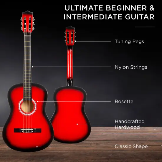 Best Choice Products 38in Beginner Acoustic Guitar Starter Kit w/ Gig Bag, Strap, Strings Redburst {4}