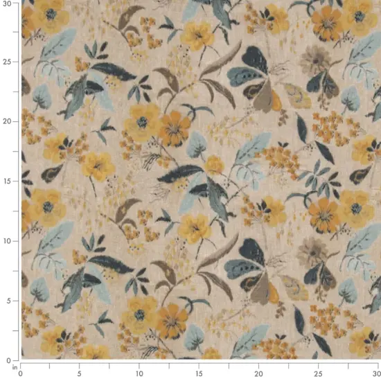 Peacock - Aqua & Teal,Gold & Yellow Floral Upholstery Fabric 54 Inches" {4}