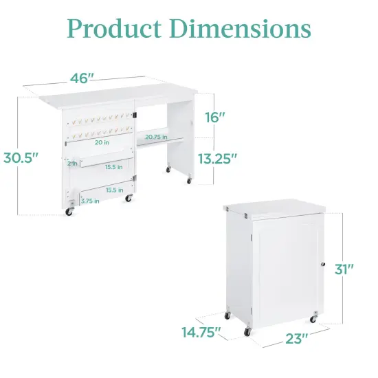 Best Choice Products Sewing Machine Table & Desk w/ Craft Storage and Trays White {2}