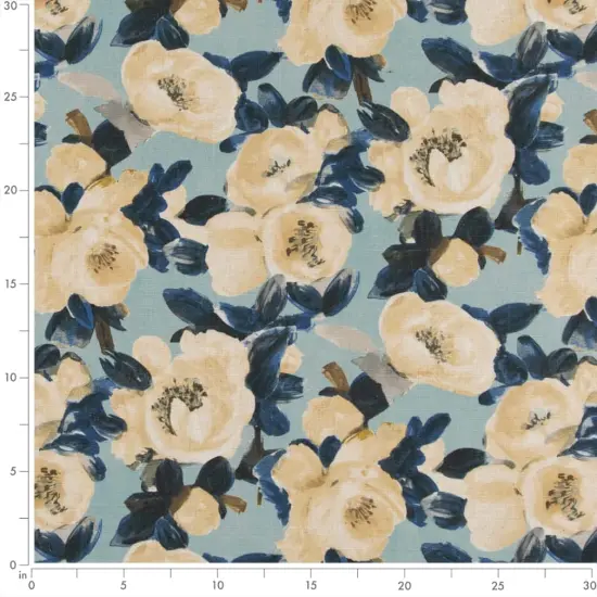 Upholstery Fabric - Blue Floral Upholstery Fabric 54 Inches" {4}