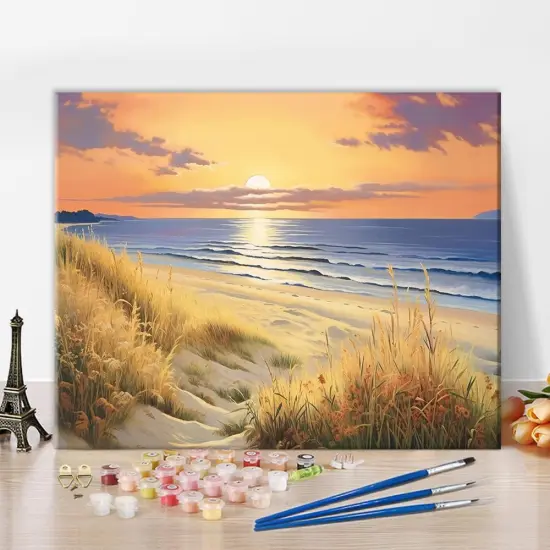 Beach Scenery Paint by Numbers on Canvas Arts Craft(Frameless) 16x20 Inch {1}
