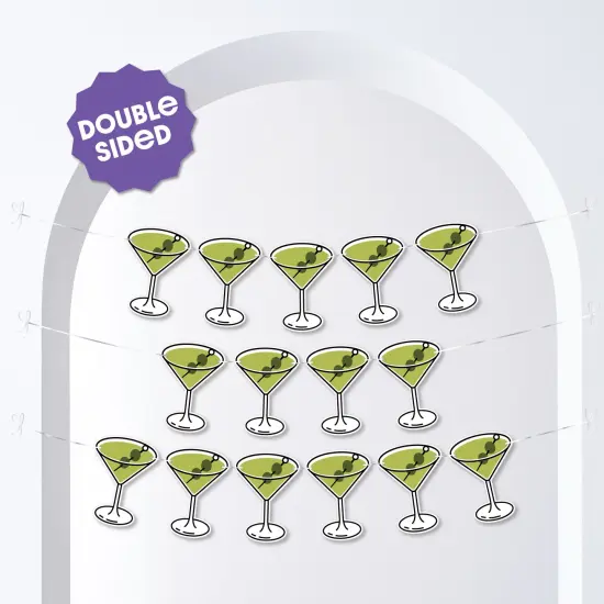 Big Dot of Happiness Martini Garland Banner, A Tini Bit Older Banner, Bachelorette Party Decor, 30 Feet Cord, 15 Double-Sided Dirty Martini Glasses {3}