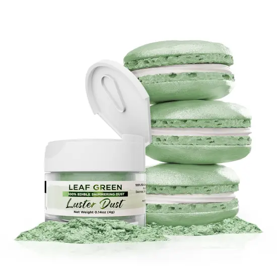 Bakell - Leaf Green Luster Dust (4g, 1x Jar) Edible Vegan Dust & Paint for Baking, Desserts and Beverages {1}