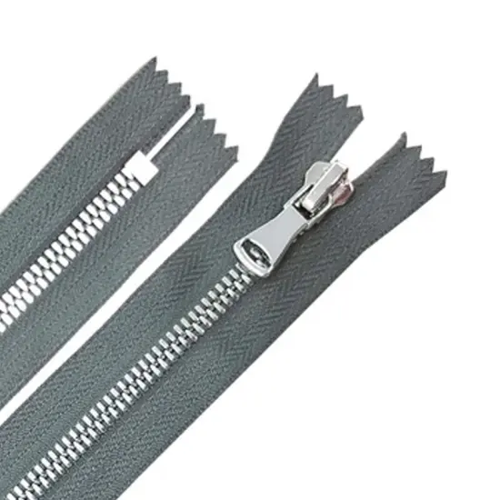 5MM Closed Bottom Zipper Gray Tape Nickel Teeth 7 Inches {2}