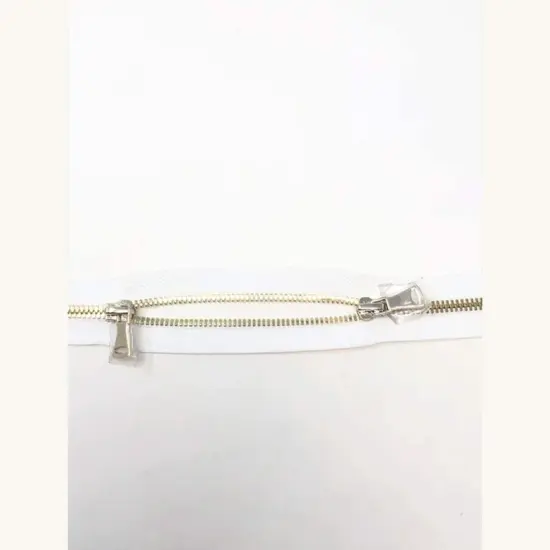 White Glossy Backpack Two Way Closed Zipper 5MM Gold Teeth {6}