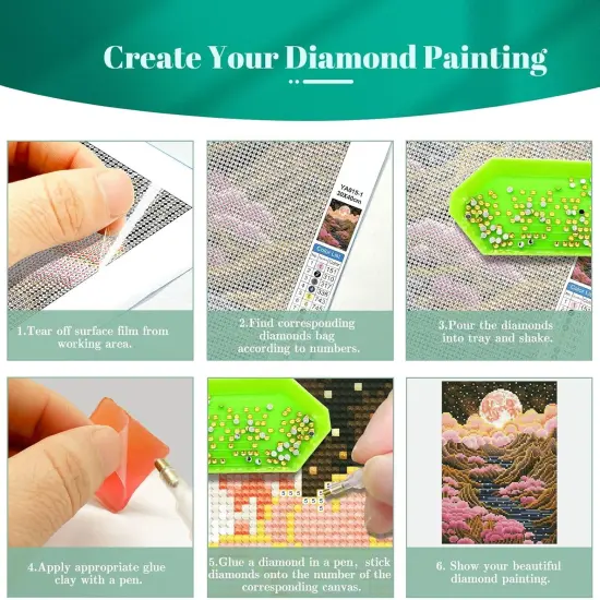 2 Pack 5D Diamond Art Painting Kits, Diamond Painting Mountain Kits, Landscape Moon Diamond Art Kits for Adults, Abstract Scenery Paint with Diamonds Gem Art for Home Wall Decor 12 x 16 Inch {5}