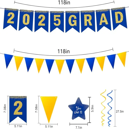 Graduation Decorations 2025 Blue Pre-Assembled {3}
