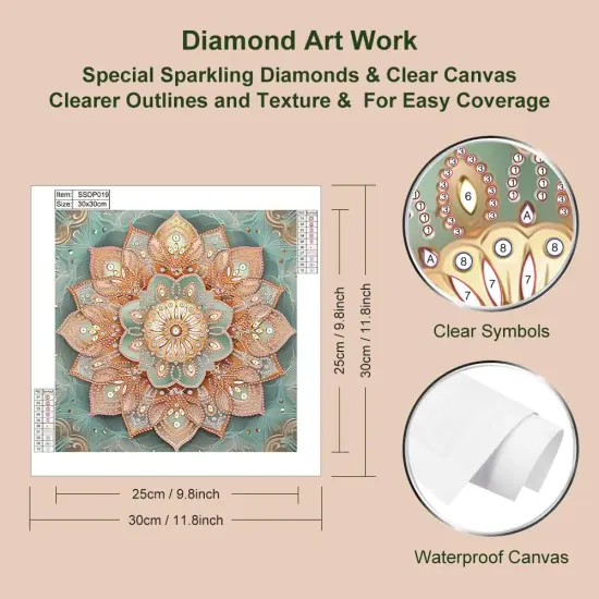 Special Shape Mandalas Diamond Art Painting Kits for Adults，Flowers Diamond Painting Kits for Beginners，Diamond Art Kits for Home Decor12&times;12inch/30&times;30cm {4}