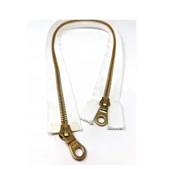 Zipper &ndash; White 8MM 27.5" Gold Teeth Two-Way Separating for Jackets {1}