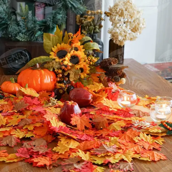 500PCS Artificial Maple Leaves 5 Assorted {4}