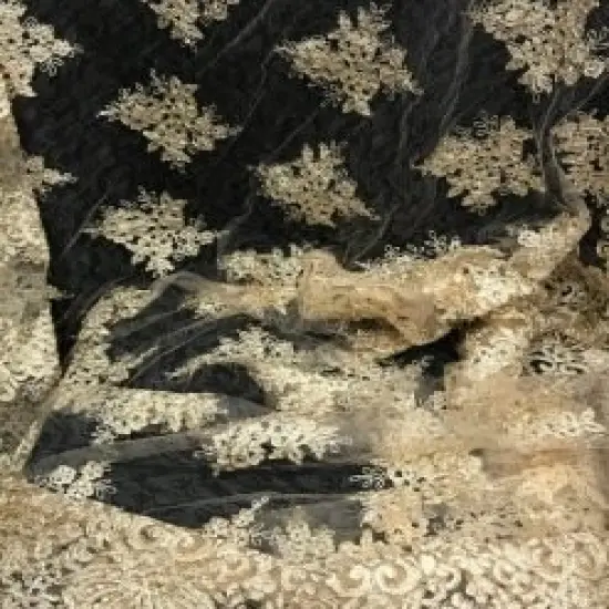 1 Yard Metallic Silver Corded Lace Fabric Sheer Lightweight Material 55 Inch Width {5}