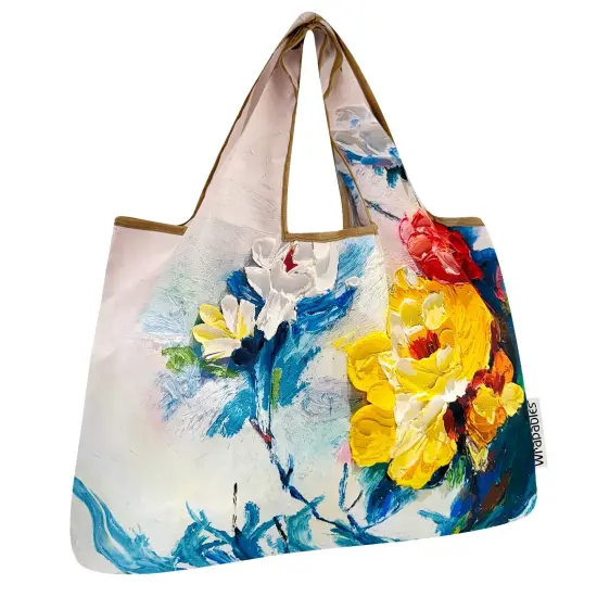 Wrapables Large Foldable Oil Painting Nylon Reusable Grocery Bag, Spring {1}