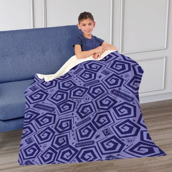 Warner Brothers Beetlejuice Silk Touch Sherpa Throw Blanket Creepy Crawlies {2}