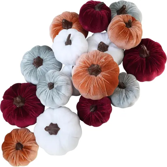 16 Pcs Assorted Fall Pumpkins Table Centerpiece {1}