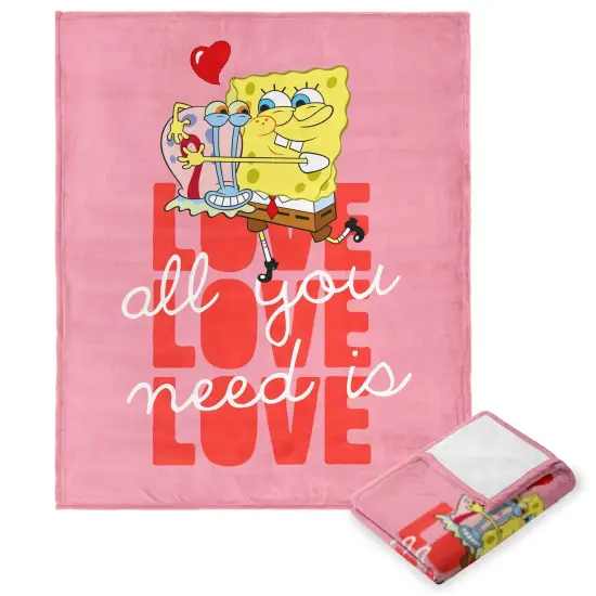 Nickelodeon Spongebob Squarepants Valentine's Day Silk Touch Throw Blanket Hearty Sponge {6}
