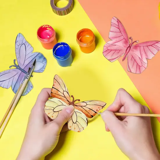 Wooden Butterfly Ornaments to Paint Spring Decoration Cutouts Unfinished 24PCS 3.5 x 3 inches, DIY Blank Unfinished Wood Discs Ornament for Home Crafts Hanging Easter St. Patrick Day Decoration {5}
