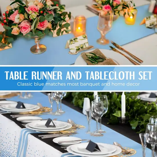 8 Pack Winter Baby Blue and White Tablecloths {5}