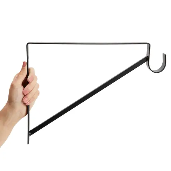 4 Pack Metal Closet Hanging Shelf Rod Bracket Holder and Support, Heavy Duty Bar for Shelving (Black, 12.5 x 1 x 9.5 in) {6}