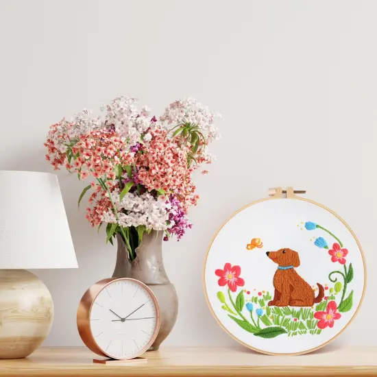 Louise Maelys Dog Embroidery Kits for Beginners with Floral Pattern,Cross Stitch Kit for Adults DIY Needlepoint with Embroidery Instructions {4}